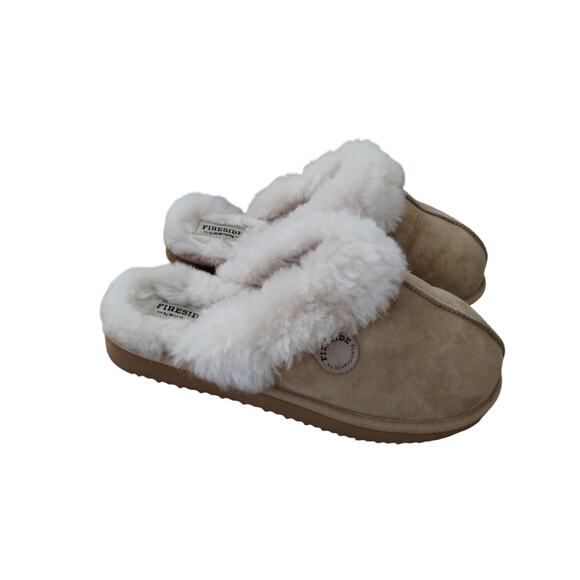 Dearfoams Fireside Women size 10 Sydney Genuine Shearling Moccasin Slippers soft - Picture 1 of 12